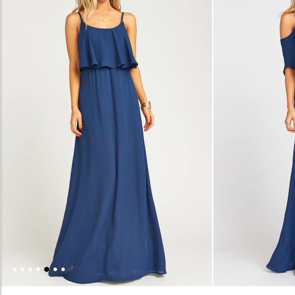 Show Me Your Mumu Rich Navy Crisp Caitlin Ruffle Maxi Dress - Picture 2 of 7